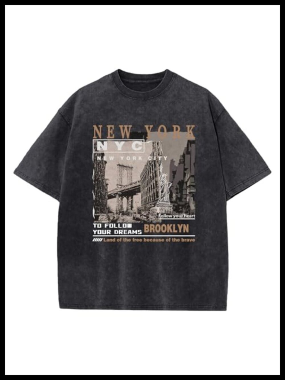 Oversized Vintage Acid Wash Graphic Tee Cotton Streetwear